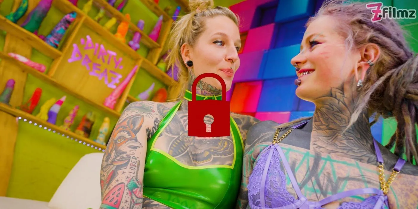 ALT Tattooed cuties in LATEX lesbian fuck with STRAP ON and german DIRTY TALK