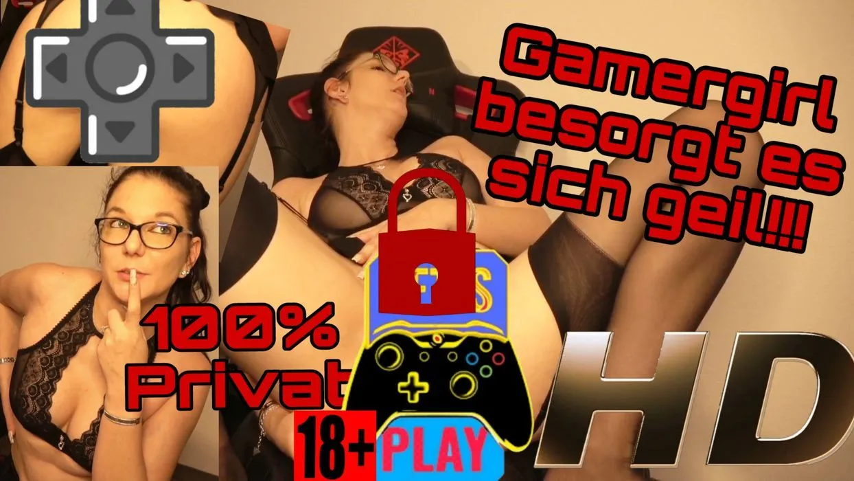Gamergirl besorgt es sich geil in Strapsen