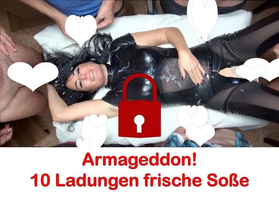 DAS SPERMA ARMAGEDDON! 10 HARTE SCHWÄNZE FÜR DIE LATEX SCHLAMPE